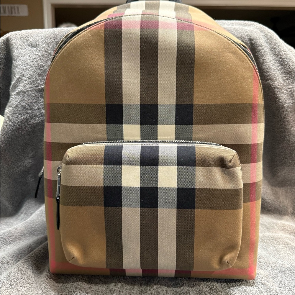 Burberry Tan and Black Plaid Men's Backpack